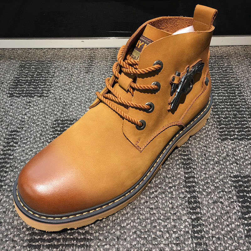 Des chaussures en cuir pour hommes pour moto, plates-formes, talons hauts, haut décalé, baskets.