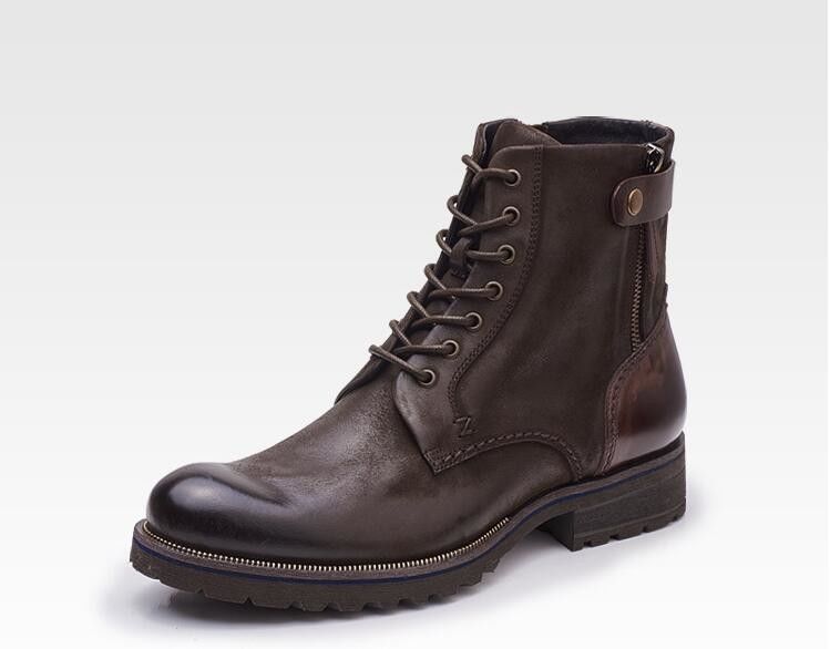 Taille normale Homme Marron Chaussures Chelsea en cuir à grain entier haut haut chaussures décontractées