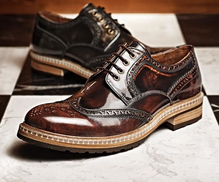 Mode Designers italiens Hommes Vêtements formels Chaussures en cuir authentique Chaussures de mariage de luxe