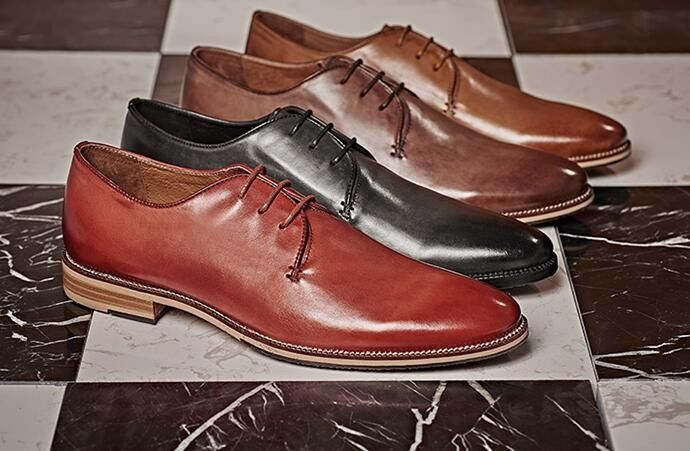 Goodyear chaussures en cuir pour hommes faites à la main à Oxford avec quatre couleurs